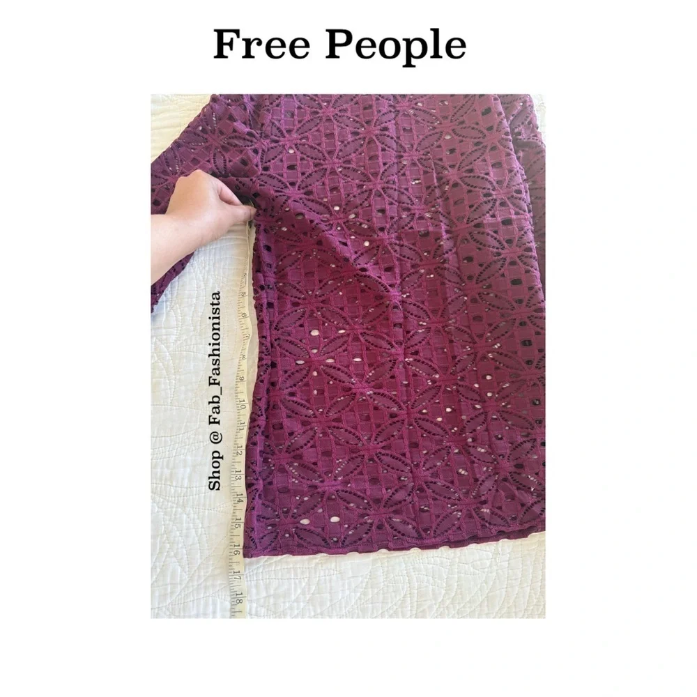 Free People Crochet longe sleeve Blouse Small